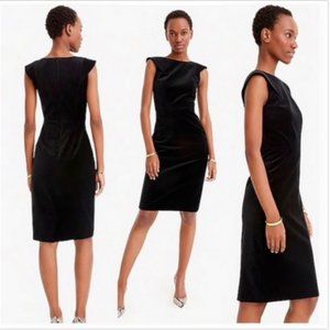 NWT J. Crew |  Cap-sleeve Sheath Dress | Stretch Velvet | Black | Sz 0